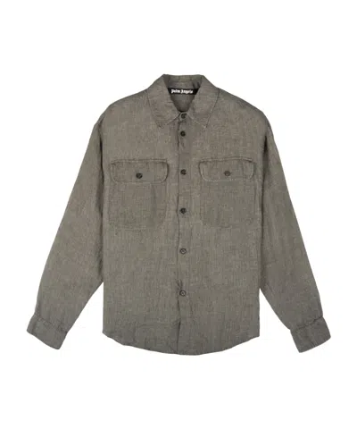 Palm Angels Long-sleeved Shirt In Gray