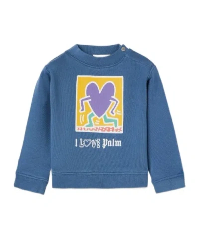 Palm Angels Long-sleeved Sweater In Blue