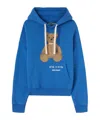 Palm Angels Cotton Sweatshirt With Hood And Graphic Print In Blue