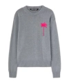 Palm Angels Knit Sweater With Palm Tree Motif In Gray