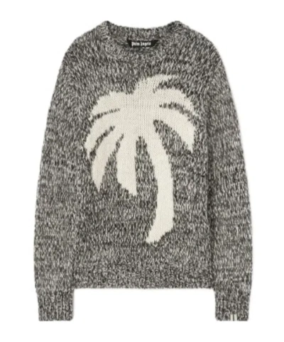PALM ANGELS PALM ANGELS PALM INTARSIA CREWNECK KNITTED JUMPER