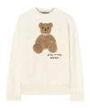Palm Angels Cotton Crew Neck Sweatshirt With Teddy Bear Motif In White
