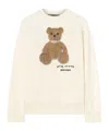 Palm Angels Cotton Crew Neck Sweatshirt With Teddy Bear Motif In White