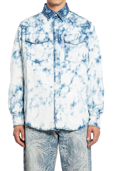 Palm Angels Summer Denim Shirt In Blue