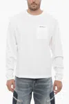 Palm Angels Long Sleeves Crew-neck T-shirt With Breast Pocket In White