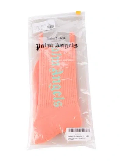 Pre-owned Palm Angels Long Socks With Printed Designs. W/tags In Orange