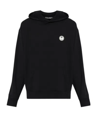 Palm Angels Long-sleeve Hooded Sweatshirt In Black