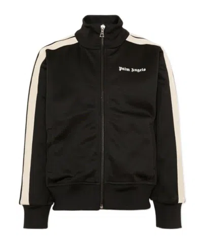 Palm Angels Long-sleeve Zip-up Sweatshirt In Black