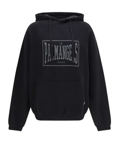Palm Angels Long-sleeved Hooded Sweatshirt In Black