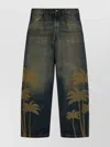 Palm Angels Laser Palms Loose Denim Pants Brown - Gr