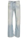 Palm Angels Loose-fit Jeans In Blue Denim With Pa Monogram In Light Blue