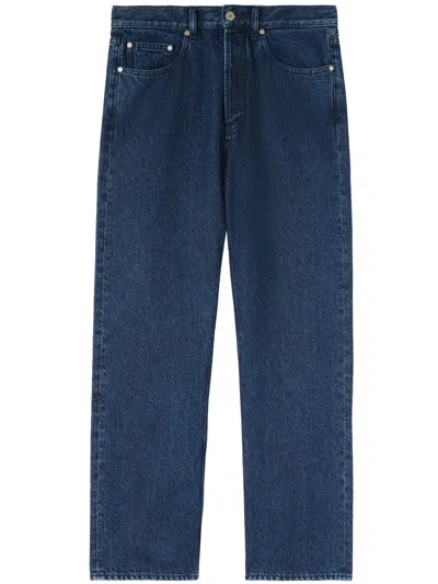 Palm Angels Loose Fit Jeans With Logo In Blue