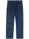 Palm Angels Loose Fit Jeans With Logo In Blue
