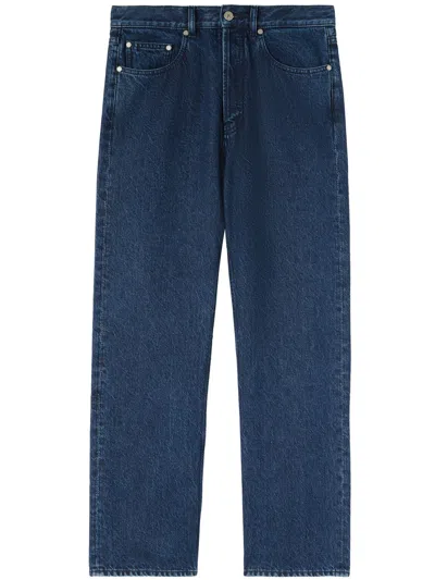 Palm Angels Loose Fit Jeans With Logo In Blue