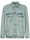 PALM ANGELS LOOSE-FIT MINT-COLORED OVERDYED COTTON DENIM JACKET
