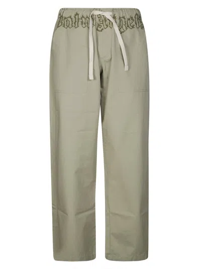 Palm Angels Loose-fitting Pants With Logo Detail In Green