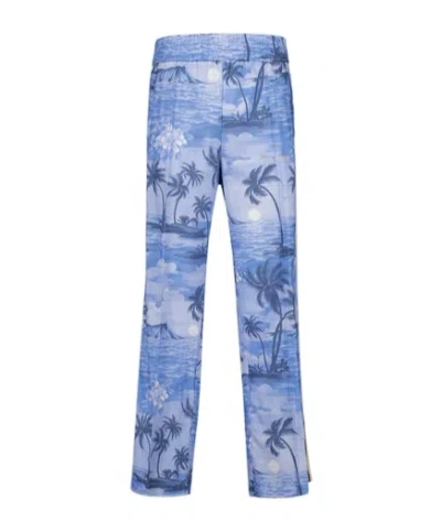 Palm Angels Loose Waist Casual Pants In Blue