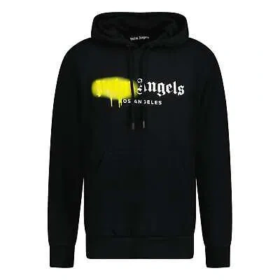 Pre-owned Palm Angels Los Angeles Sprayed Logo Hooded Sweatshirt Black