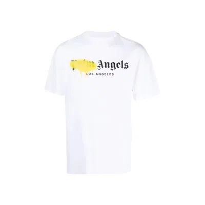 Pre-owned Palm Angels Los Angeles Sprayed T-shirt 'white/yellow' | Men's Size Xs