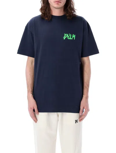 PALM ANGELS LOST MONOGRAM GRAPHIC T-SHIRT FOR MEN IN NAVY BY PALM ANGELS
