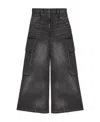 Palm Angels Bw Wide Denim Parachute In Black
