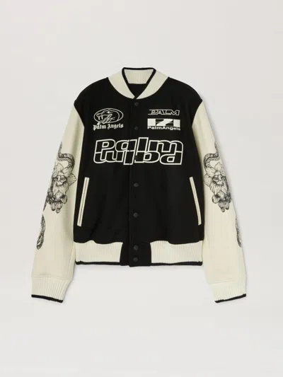 Palm Angels Lunar New Year Varsity Jacket In Black