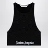 Palm Angels Classic Logo Cropped Lurex Top In Black