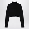 Palm Angels Crop Top In Black Viscose Blend In Black