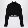 Palm Angels Crop Top In Black Viscose Blend In Black