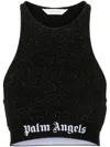 Palm Angels Lurex Crop Top In Black