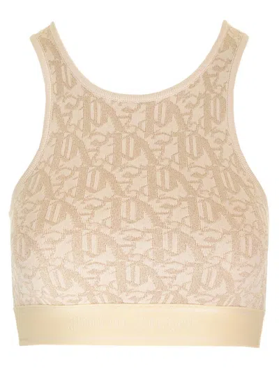 Palm Angels Embroidered Viscose Blend Top In Neutral