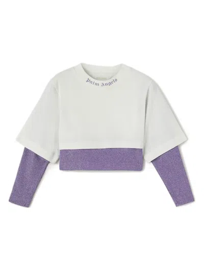 Palm Angels Kids' Logo-print Cotton T-shirt In Nude