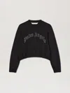 Palm Angels Curvedl Logo Embroidered Cropped Sweatshirt In 1072 Black - Silver