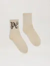Palm Angels Lurex Short Socks With Monogram In 7610 Gold - Black