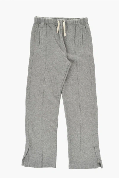 Palm Angels Lurex Sweatpants With Ankle Slit In Gray