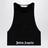 Palm Angels Classic Logo Cropped Lurex Top In Black