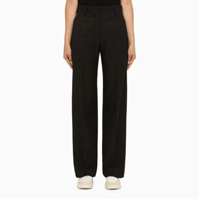 Palm Angels Luxurious Knit-tape Straight Trousers For Women In Black