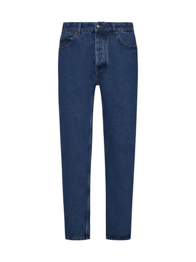 Palm Angels Lw Monogram Straight Jeans In Blue