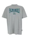 Palm Angels Grey Crewneck T-shirt With College Style Logo On The Front In Cotton Man In Grey