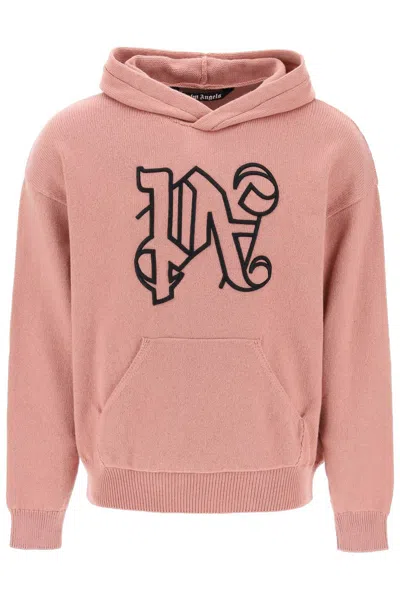 Palm Angels Ma Knit Sweatshirt With Mon In Pink