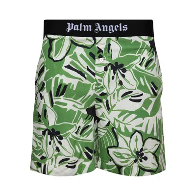 Pre-owned Palm Angels Macro Hibiscus Easy Shorts 'green/white' | Men's Size M