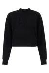 Palm Angels Cropped Cotton Sweatshirt With Ribbed Crew-neck