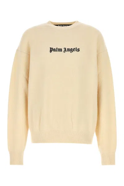 PALM ANGELS MAGLIONE IN MISTO LANA STRETCH AVORIO UOMO