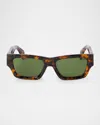 Palm Angels Magnolia Rectangle Acetate Sunglasses In 6055 Havana Green