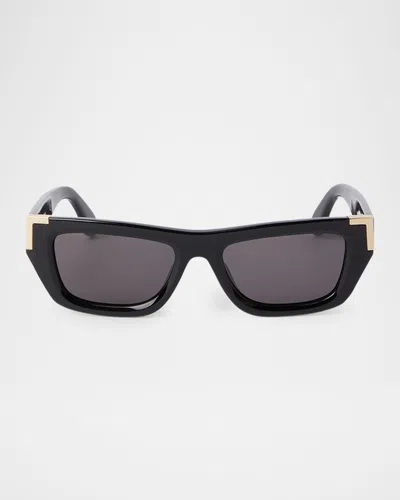Palm Angels Malibu Rectangle Acetate Sunglasses In 1007 Black Dark Grey