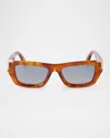 Palm Angels Malibu Rectangle Acetate Sunglasses In 6e49 Warm Havana Blue Gradient Electric