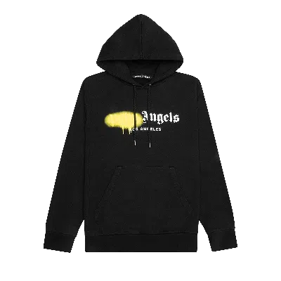 Pre-owned Palm Angels Malibu Sprayed Hoodie 'black/fluo Yellow'