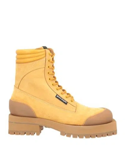 Palm Angels Man Ankle Boots Ocher Size 8 Leather In Yellow