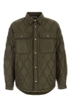 Palm Angels Army Green Polyester Padded Jacket In Green
