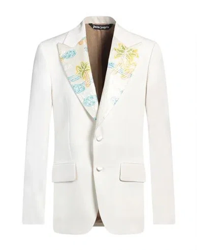 Palm Angels Man Blazer Ivory Size 42 Wool, Silk, Polyester In White